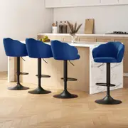 Artiss 4x Bar Stools Gas Lift Velvet Blue