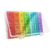 Large Weekly Pill Organizer 4 Times a am pm Pill Organizer 7 Day Travel Pill ...