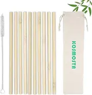 10 x 8 Bamboo Drinking Straws with Cleaning Brush