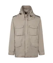Aspesi Crinkled-Finish Patch-Pocketed Military Jacket XL Nude