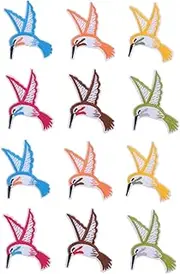 MUELODSIC 2 Set Hummingbird Applique Embroidery Patches of Decorative Sew Patches for Clothing Bags and Crafts Easy to Use Unique DIY Repair and Embellishments