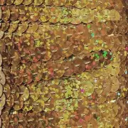 Gold Hologram Sparkle Sequin Trim 6mm 1/4" wide stitched strung by the yard 15'