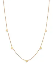 Moon & Meadow 14K Yellow Gold Heart Station Necklace, 18-20