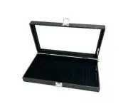 Straight Edge Razor Black Glass Top 10 Slot Display Case with Lid Support