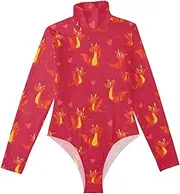 [voucong] Happy Valentine's Day Red Pterosaur Dinosaur long sleeve Sexy Bodysuits for Women Going Out Shapewear Top Cute Going Out Tops for Women Mock Turtle Neck Medium size, Happy Valentine's Day Red
