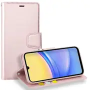 For Samsung Galaxy A15 5G Case, Hanman Wallet Leather Flip Magnetic Stand Case Cover (Rose Gold)