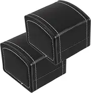 VANZACK 2pcs Black PU Watch Storage Box Elegant Organizer for Men Women Travel Friendly Jewelry Display Case with Soft Lining for Watch Collectors