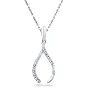 Natural Diamond Accent Wishbone Pendant in 10K White Gold