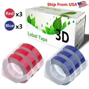 (3Red,3Blue) Label Tape used for Dymo 20008 Dymo 1595GY Label Makers