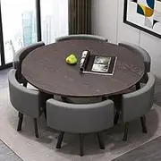 Office Reception Conference Room Table and 6 Chairs,Dining Table and 6 Chairs Set Space Saving Bar Conference Table(Gray)