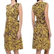 NWT S’ Max Mara Pepsi knee length dress size 4 mustard purple white floral CL