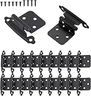 20 Pack Cabinet Door Hinges, Matte Black Self Closing Overlay Kitchen Hinges,Stainless Steel Screw Included