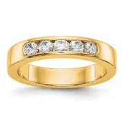 0.47ct. CZ Solid Real 14K Yellow Gold 5-Stone Channel Wedding Band Ring