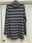 free people top Women Stripes Gray Peasants Cotton Prairie Cottage Core Sz L