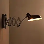Wall Lamp Sconce Light Extendable Adjustable Black Swing Scissor Arm Metal, E27 Indoor Flexible Reading Lamp, for Living Room Bedroom FANDIAO
