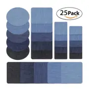 Iron on Patches for Denim Fabric Repair Rectangle/Square/Oval 25Pcs