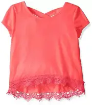 My Michelle Girls' Big Short Sleeve Knit Top, Apricot, Medium