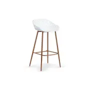 Set of 2 Leerdam Kitchen Counter Bar Stools - White - White