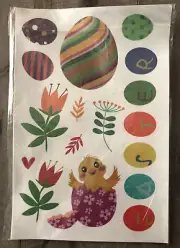 113 Piece Easter Window Decal Stickers ~ 9 Sheets Assorted Colors And Shapes