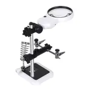 Soldering Station Magnifying Glass Stand with Auxiliary Clamp & Alligator Clip