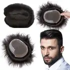 Men's Toupee Hair Pieces Replacement Long Hair 6in 100% Human Hair Wig Near Me
