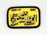 Movin and Groovin Music Notes GSW*P 1993 Girl Scouts Yellow Badge