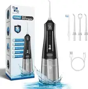 NAIKAAN Cordless Water Flosser with Deep Cleaning Toothbrush, Jet Tip, and Tongue Cleaner Heads, Waterproof Home and Travel Dental Pick, Advanced Oral Care, Quiet and Rechargeable