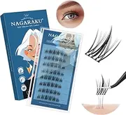 NAGARAKU Pre Glued Cluster Lashes 48 Pcs No Glue Needed Press-on Pre-bond Eyelashes Reusable Self Adhesive DIY Lashes Sunflower Style (SA-007,0.07mm C Curl 10-11-12mm）