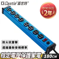 在飛比找Yahoo奇摩購物中心優惠-【Castle 蓋世特】鋁合金電源突波保護插座/延長線/插頭