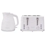 Westinghouse Kettle and Toaster Pack White Silver 1.7L Kettle, 4 Slice Toaster. WHKTPK14W