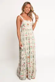 [PUP14] Reid Maxi Dress - Flower Market XS Green