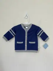 Small Wonders NEW Newborn Baby Blue Jersey Varsity Sweater Top ~ Size 0/3 Months