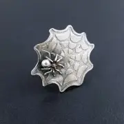 Spider in Spiderweb Ring Size 8.5 Sterling Silver 925 Handmade Michele Grady