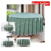 Basil Green Round 120" Cotton Tablecloth - Hand Block Printed Luxury Decor