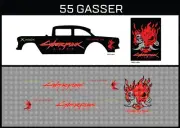 Hot Wheels (1/64),55 Gasser"Cyberpunk 2077"Waterslide,Printed White First,Decals
