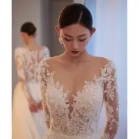 在飛比找蝦皮商城精選優惠-蕾絲婚禮新娘婚禮氣質名媛森歡迎紗長袖出禮服女fc020