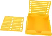 SHINEOFI Stand Desktop Card Holder Labels Sticker Label Dispenser Sticker Note Pads Holder Self-Stick Note Pad Holder Sticker Display Holder Business Card Display Rack Yellow Plastic