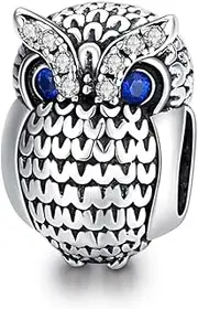 [MEETCCY] Animal Charm Beads 925 Sterling Silver Crystal Enamel Owl Charm Cow Animal Charms For Pandora Bracelet