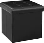 Onlinedisplay Storage Ottoman Faux Leather Foldable Cube Footrest Seat Black