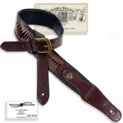 Walker & Williams GE-174 Walnut Armadillo Padded Strap Brass Buckle & Conchos