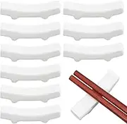 PLIGREAT 10 Pcs White Porcelain Chopstick Rest Chinese Ceramic Chopstick Holder Chopsticks Rack for Chinese Food Japanese Restraurant Hotel Creative Spoon Fork Stand Dinning Room Tabletop Decoration