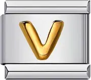 [Mon & Sons] M&S A-Z Initial Letter Name Alphabet Gold Silver 9mm Italian Charm Compatible With Nomination Bracelet