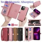 Flip Leather Wallet Case Detachable Cover For iPhone 16e 15 14 13 12 11 Pro Max