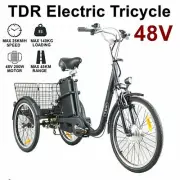 Black 48V Electric Bike Motorised Tricycle Trike eBike Scooter Bicycle 3 Wheels