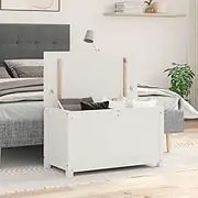 White Solid Wood Storage Box 80x40x45.5 cm, Pine, Waterproof Outdoor Deck Bin, Furniture for Garden Patio Pool, Organize Clutter