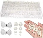 [Gogogmee] 1 Set Assorted Pearl Beads for Jewelry Making Elastic String for DIY Bracelets Necklaces and Earrings