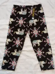 New Mix Leggings "One Size" SMALL Black White Tribal Elephants Capri Leggings
