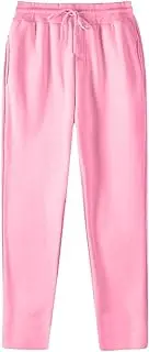 Women's Wide Leg Sweatpants Winter Warm High Waist Athletic Joggers Pants Solid Drawstring Elastic Pants with Pockets