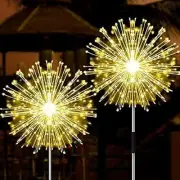 2 Pack 135 LED Solar Powered Firework Stake Lights Waterproof Sparklers Decor