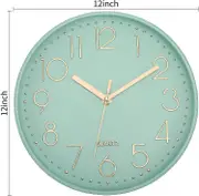 Wall Clock 12-inch Silent Non-ticking Wall Clock green